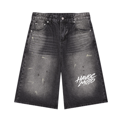 havoc moto washed jean shorts (ADULT)