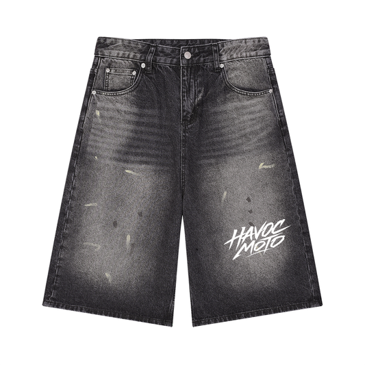 havoc moto washed jean shorts (ADULT)