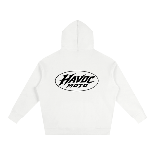 havoc moto heavy white hoodie (ADULT)