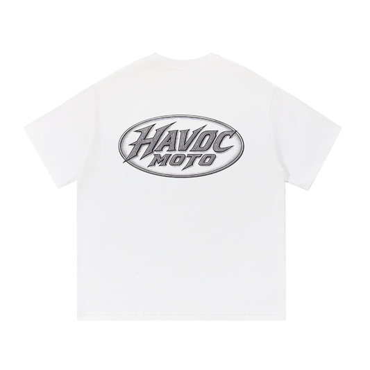 havoc moto white sketched tee